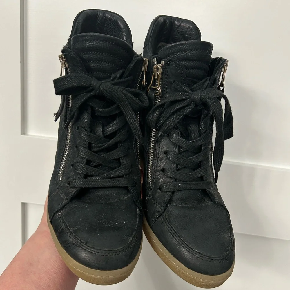 Miz Mooz Adela Black Leather wedged sneaker Size 40